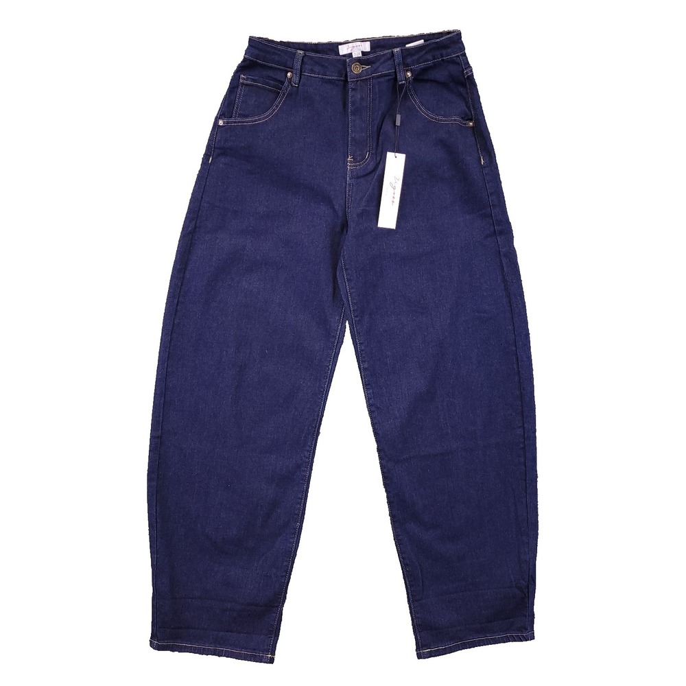 NWT Vigoss Boutique Roll Cuff Barrel Leg 7/28 High Rise Stretch Blue‎ Denim